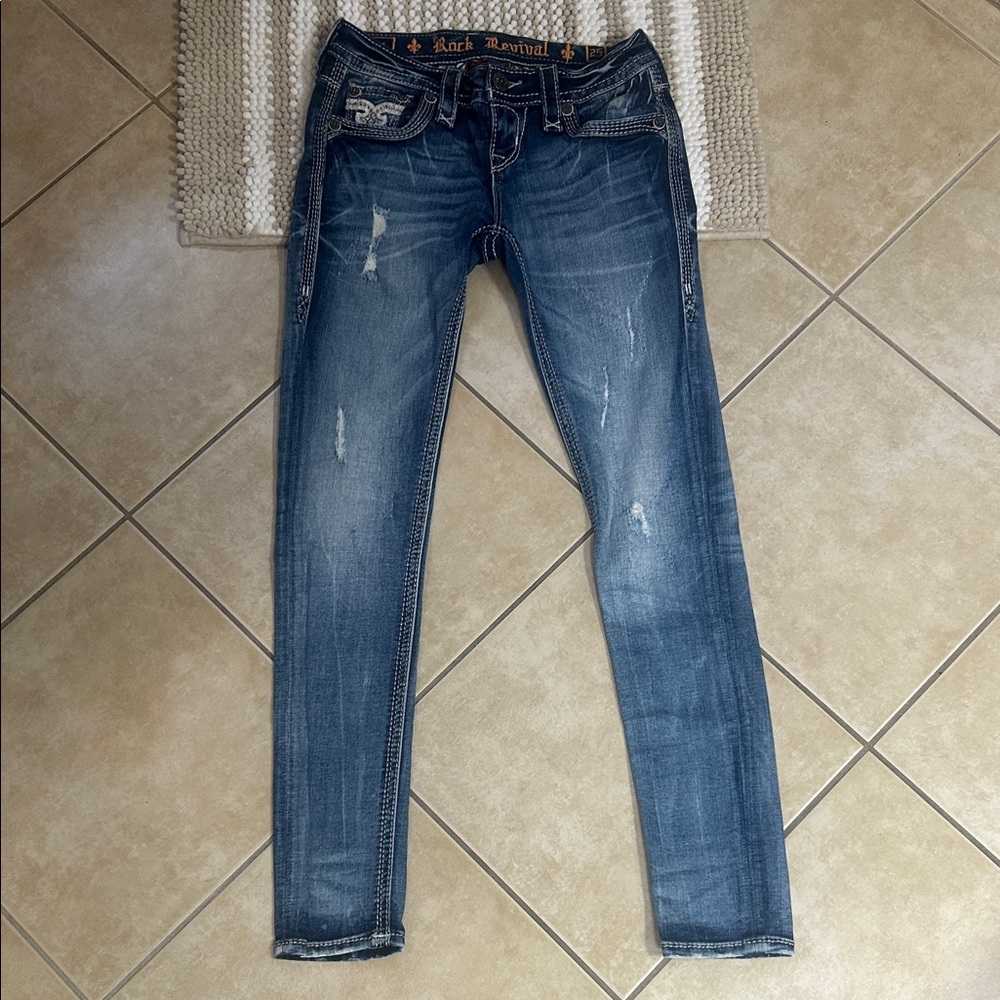 Rock Revival Women's Distressed Blue Skinny Jeans